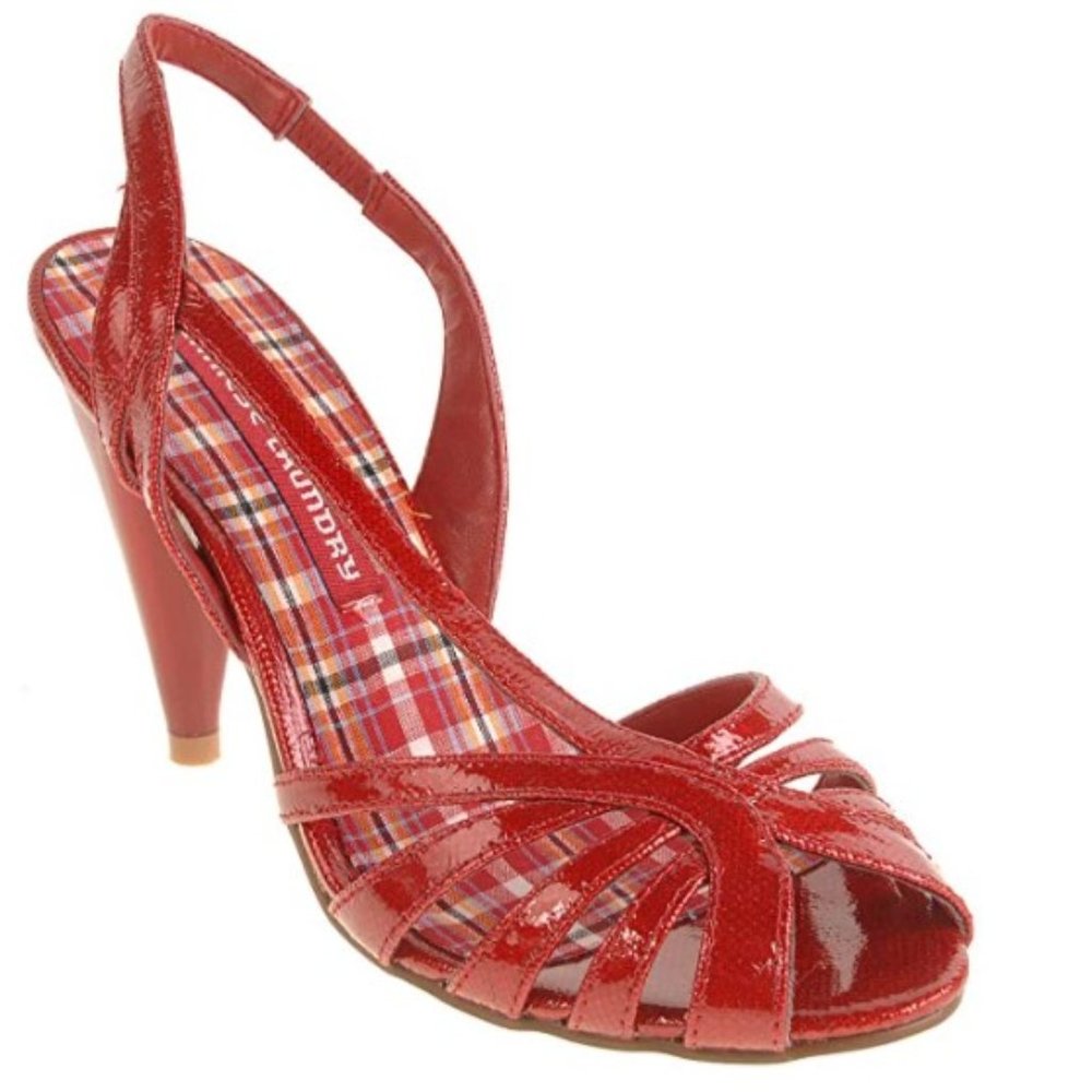 CLEARANCE Red Heeled Sandal in Red - Style Mitzi